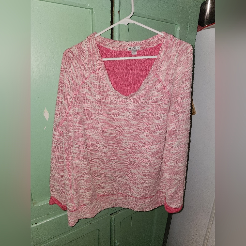 Hannah marled coral/white pullover knitted sweater.